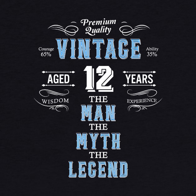 12th Birthday-Vintage Aged 12 Years The Man The Myth The Legend by BennyRossApparel